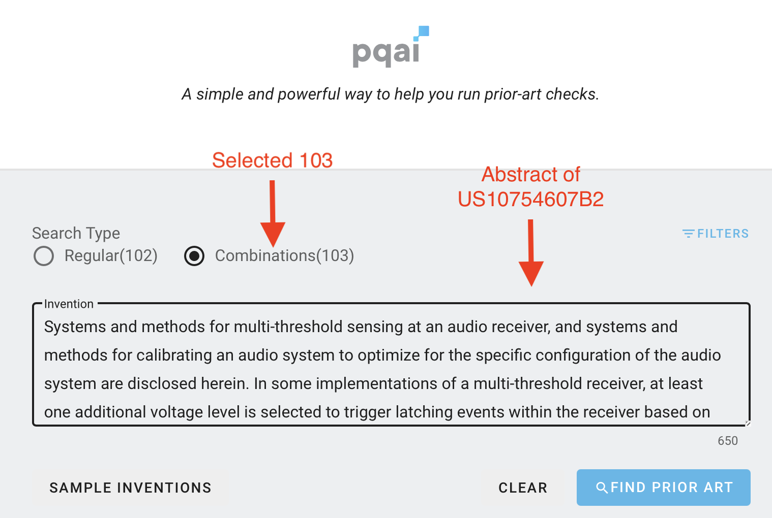 Avoid 103 type rejection by conducting combinational prior art search using PQAI

Snapshot from PQAI