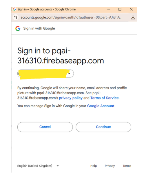 Sign in with Google to PQAI