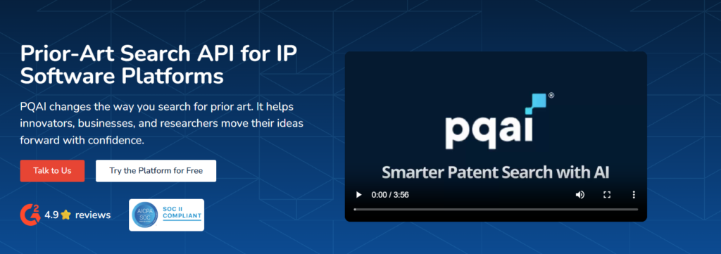 Prior Art Search API for IP Software Platforms