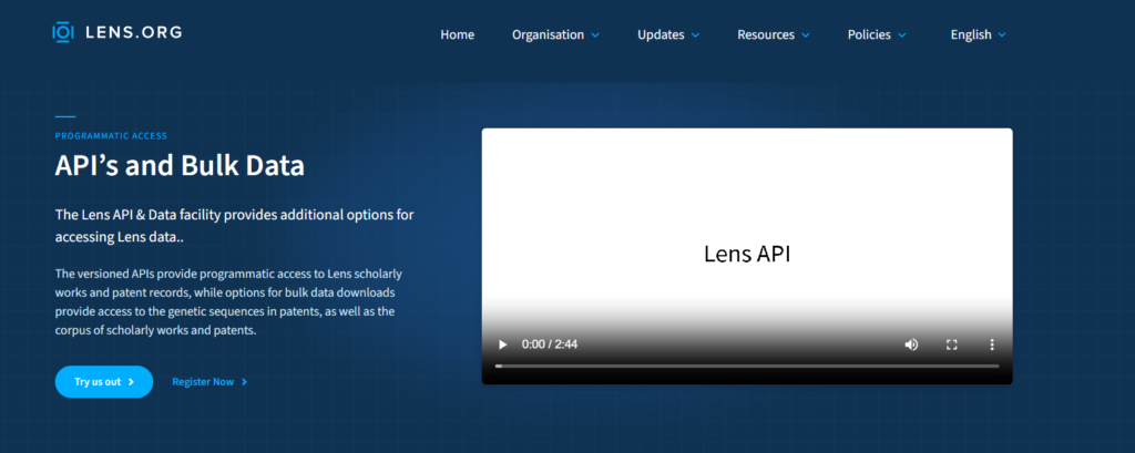 Lens API - An Alternative API for access to Patent and Scholarly data