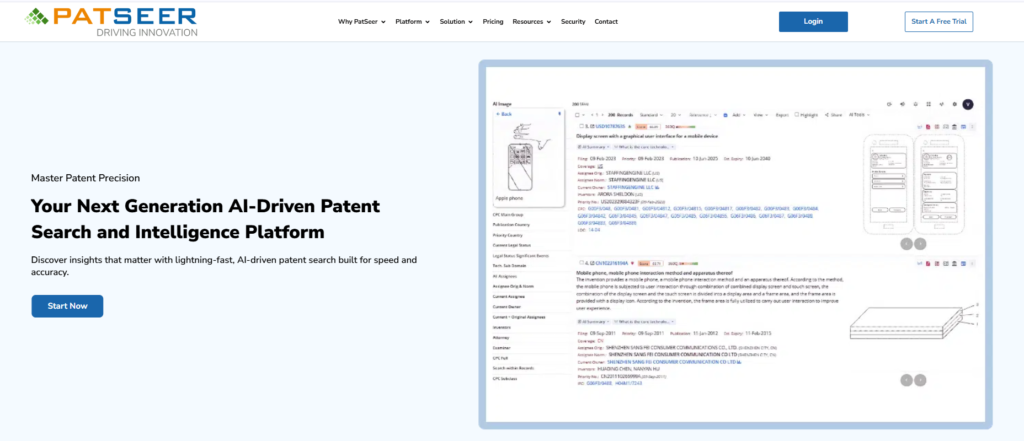 Patseer Ai patent search tool