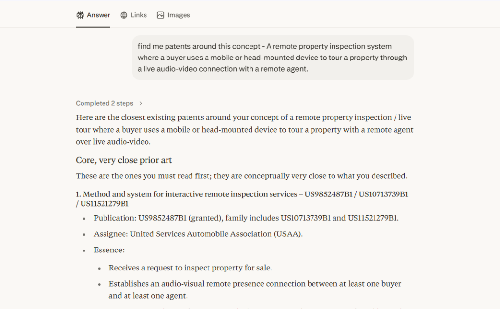 Perplexity results for query on remote inspection