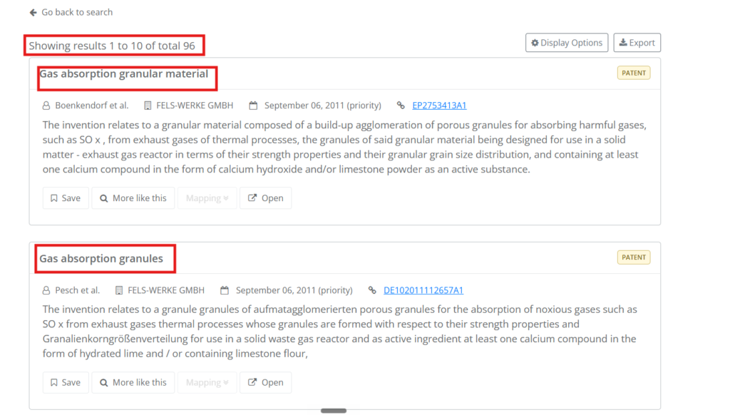 PQAI search results on query around Porous lime based material to remove gas fumes
