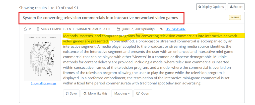 PQAI search results for query on interactive mini game playing in ads