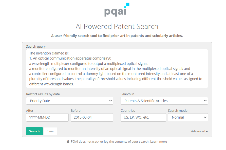 Adding Priority Date of US10404366B2 to PQAI